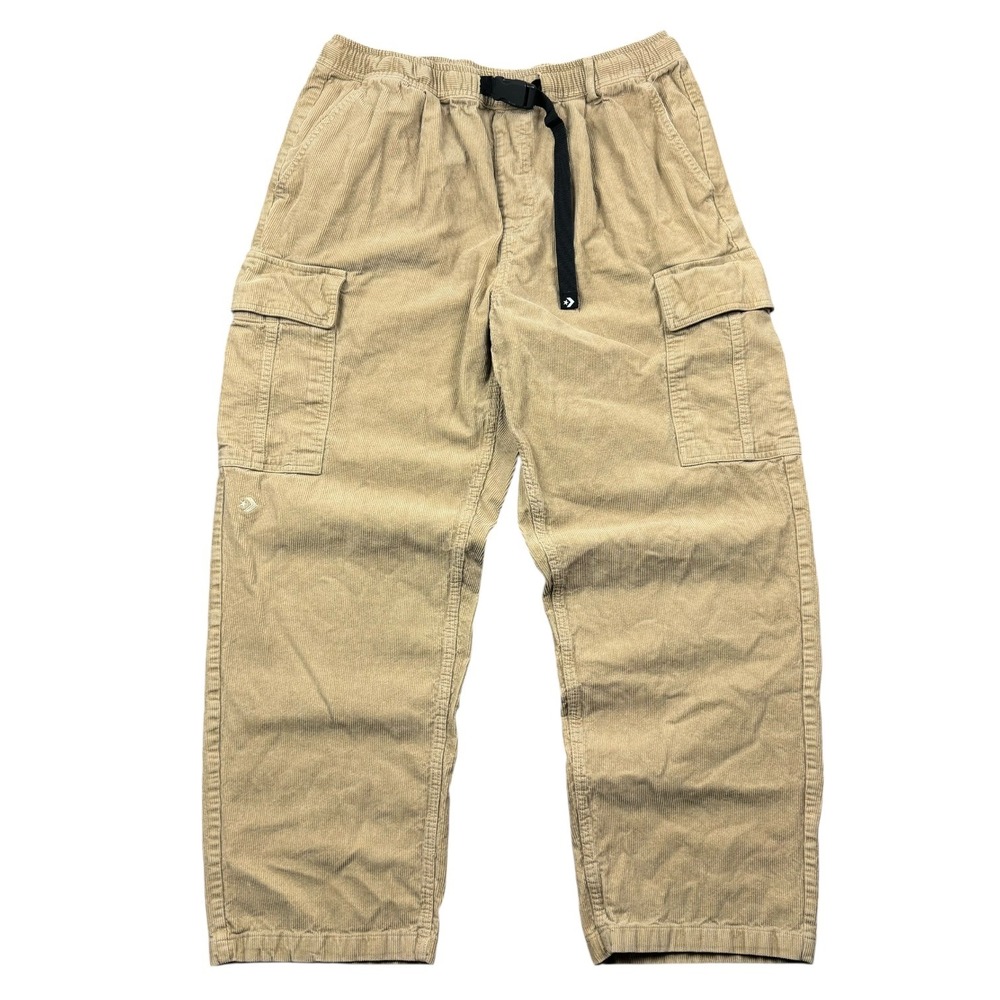 Converse Corduroy Cargo Pants Men XL Tan Baggy Loose Relaxed Fit Skater Belted